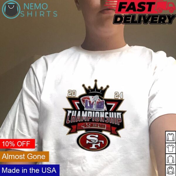 SF 49ers LVIII Super Bowl championship 2024 crown logo shirt White tee