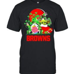 Browns Football Baby Yoda Vs Gnome Happy Easters And St Patricks Day Shirt