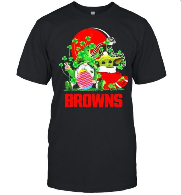 browns football baby yoda vs gnome happy easters and st patricks day classic mens t shirt