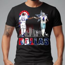 Texas Rangers Garcia 53 And Dallas Cowboys Prescott 4 Signatures Shirt