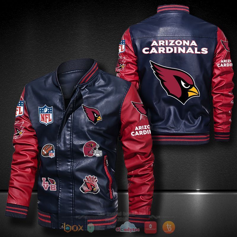 NFL Arizona Cardinals logo team Bomber leather jacket - Image 2