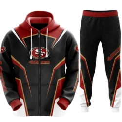 San Francisco 49ers NFL new art black set 3D Unisex Hoodie Sweatpants