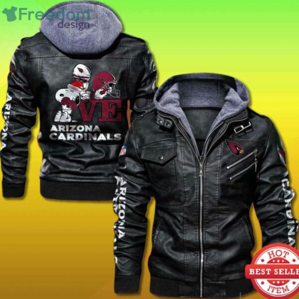 arizona cardinals snoopy 2d leather jacket