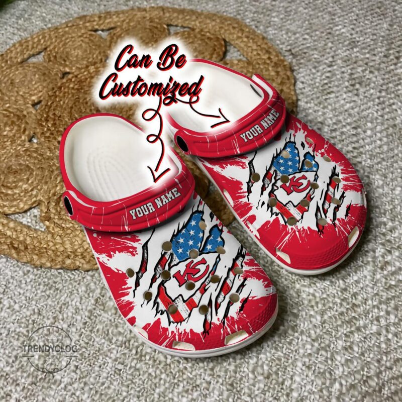 NFL Crocs: Uniting Game Day Spirit with Ultimate Comfort chiefs crocs personalized kc chiefs football ripped american flag clog shoes 6207 r3crl