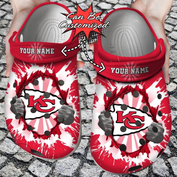 football crocs personalized kc chiefs hands ripping light clog shoes 6968 waosj