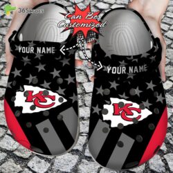 Football Kansas City Chiefs Flag Tribute Showcased on Personalized Clogs
