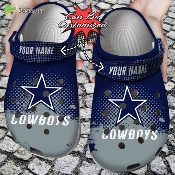 football personalized dallas cowboys half tone drip flannel clog shoes 4761 dcaqb