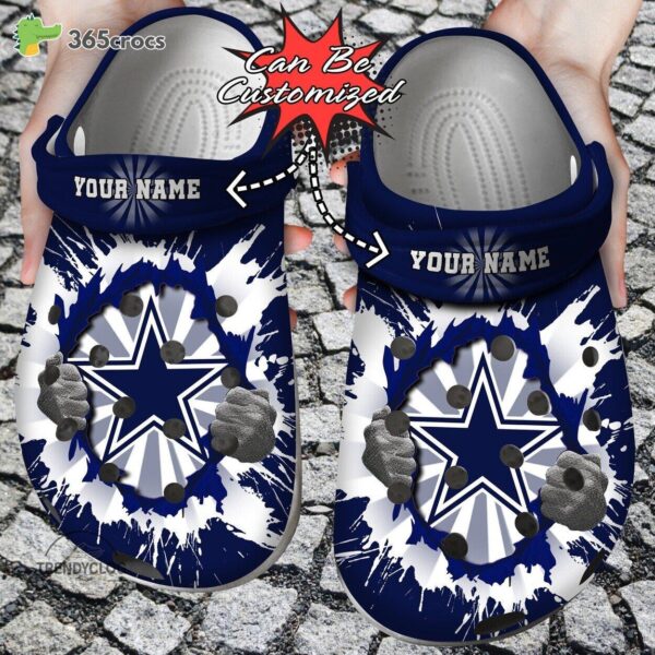 football personalized dallas cowboys hands ripping light clog shoes 6558 if6wa