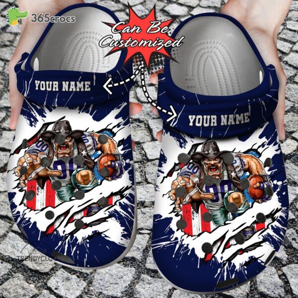 football personalized dallas cowboys mascot ripped flag clog shoes 9338 jcwh5