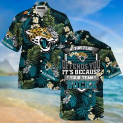jacksonville jaguars nfl summer hawaiian shirt and shorts with tropical patterns 7479 jd6kp