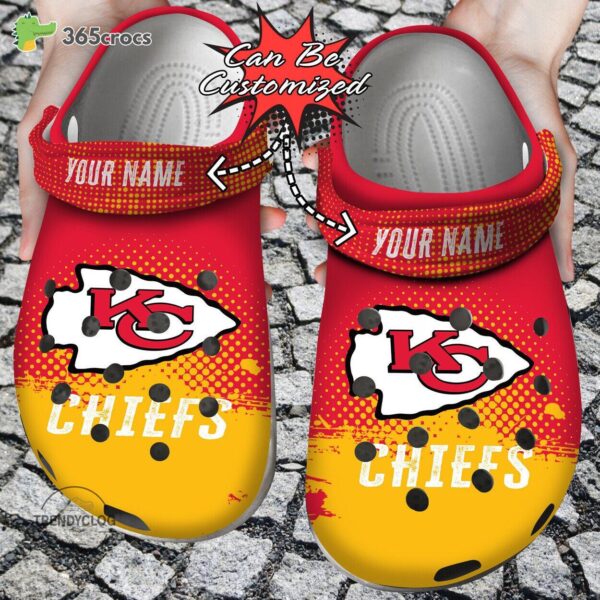 kansas city chiefs football personalized design elegantly displayed on clog shoes 8923 1pihd