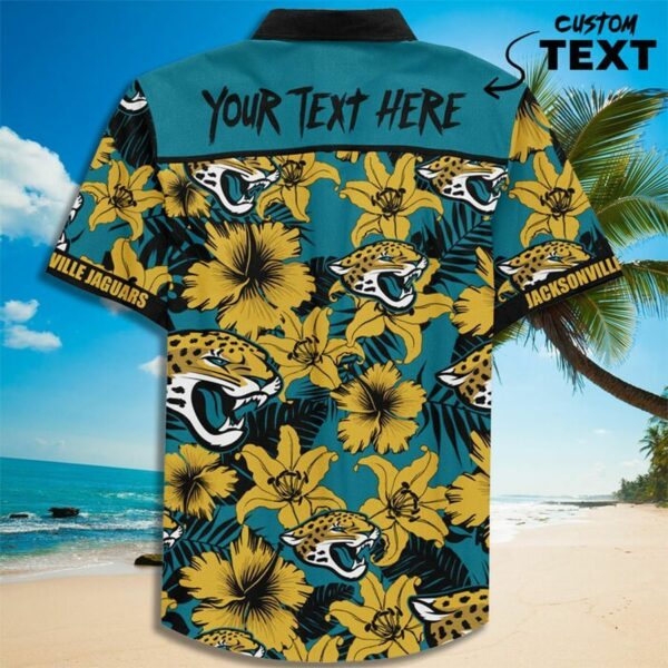 nfl jacksonville jaguars custom name teal flower gold trendy hawaiian shirt aloha shirt 7049 tskwe