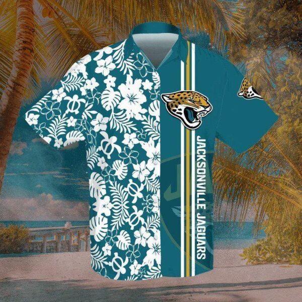 nfl jacksonville jaguars teal flower trendy hawaiian shirt aloha shirt 6510 gzsm6