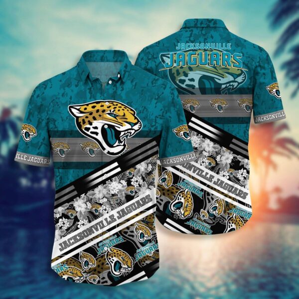 nfl jacksonville jaguars teal flower trendy hawaiian shirt v2 aloha shirt 1178 bbulw