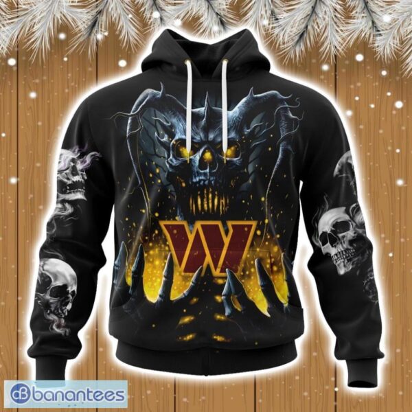 nfl washington commanders skull art design hoodie 3d all over print