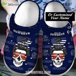 Personalized Football Clog Shoes Skull Girl Life Dallas Cowboys