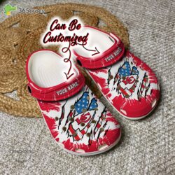Personalized Kansas City Chiefs Football Ripped American Flag Clog Shoes