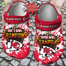 Personalized Kansas City Chiefs Football Team Crocs Clog Custom Name Shoes