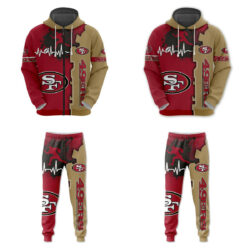 San Francisco 49ers heartbeat set 3D Unisex Hoodie Sweatpants v2