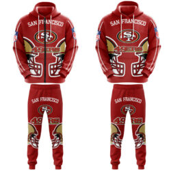 San Francisco 49ers NFL logo helmet set 3D Unisex Hoodie Sweatpants