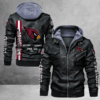 Arizona Cardinals Mens Vintage Leather Jacket Biker Hooded Coat Winter s l960
