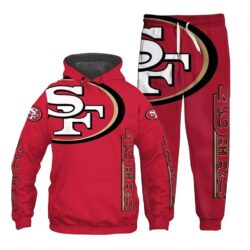 San Francisco 49ers NFL logo art red limited edition set 3D Unisex Hoodie Sweatpants