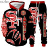 San Francisco 49ers NFL Logo custom art black-limited edition set 3D Unisex Hoodie Sweatpants s l960 49