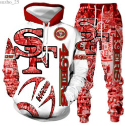 San Francisco 49ers NFL Logo custom art white-limited edition set 3D Unisex Hoodie Sweatpants