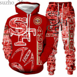 San Francisco 49ers NFL Logo custom art red-limited edition set 3D Unisex Hoodie Sweatpants