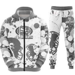 San Francisco 49ers NFL Logo flowing paint art white-limited edition set 3D Unisex Hoodie Sweatpants