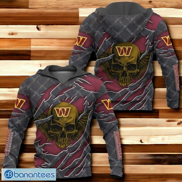 washington commanders skull 3d hoodie for men women