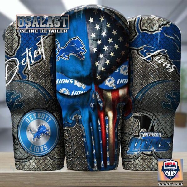 4vgs8V77 detroit lions punisher skull american flag steel tumbler 1