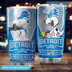 Custom Detroit Lions Tumbler Alluring Snoopy Woodstock Detroit Lions Gift
