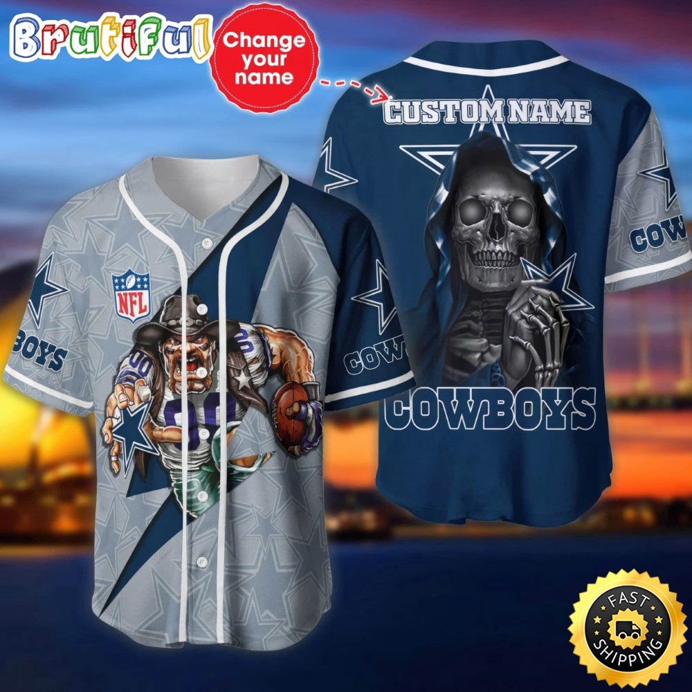 Custom Name NFL Dallas Cowboys Baseball Jersey The Reaper Shirts Custom Name NFL Dallas Cowboys Baseball Jersey The Reaper Shirts