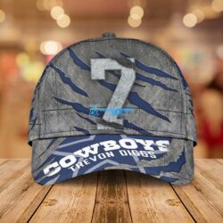 Custom Trevon Diggs Grey Dallas Cowboys Limited 3D Cap for fan Mens Custom Trevon Diggs Grey Dallas Cowboys Limited Cap 2
