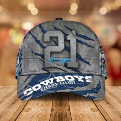 Ezekiel Elliott Custom Number 21 Dallas Cowboys Rush Legend Player 3D Cap