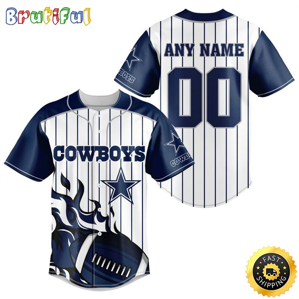 NFL Dallas Cowboys Baseball Jersey 3D Personalized Customization Options Available NFL Dallas Cowboys Baseball Jersey 3D Personalized Customization Options Available