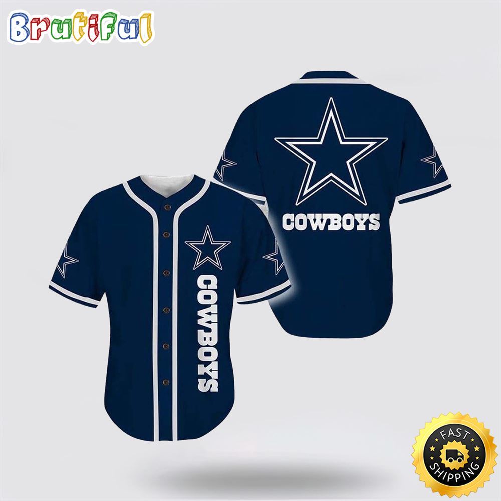 NFL Dallas Cowboys Baseball Jersey American Football Champion Team Symbol Blue White Jersey Shirt NFL Dallas Cowboys Baseball Jersey American Football Champion Team Symbol Blue White Jersey Shirt