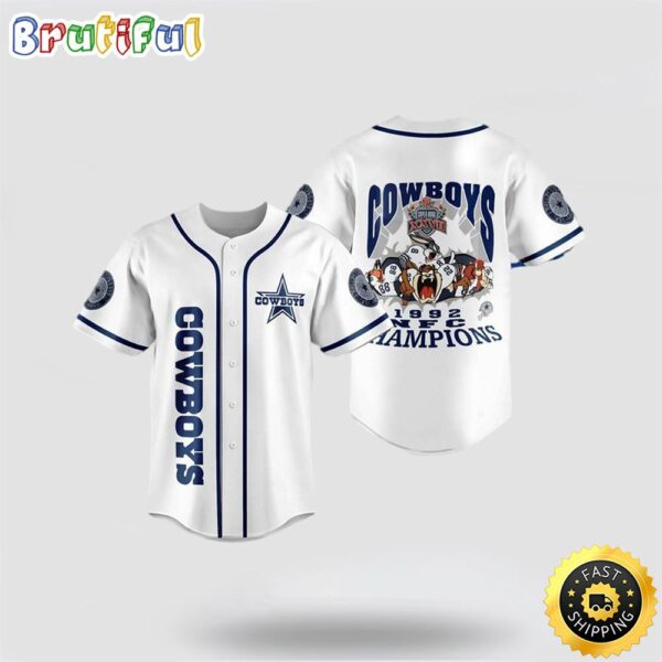NFL Dallas Cowboys Baseball Jersey Champion Bugs Bunny Tasmania White Blue Jersey Shirt 1 u18rmq