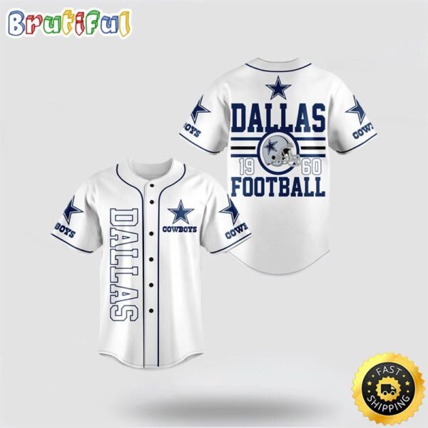 NFL Dallas Cowboys Baseball Jersey Football American Football Team Symbol White Jersey Shirt 1 j0uamd
