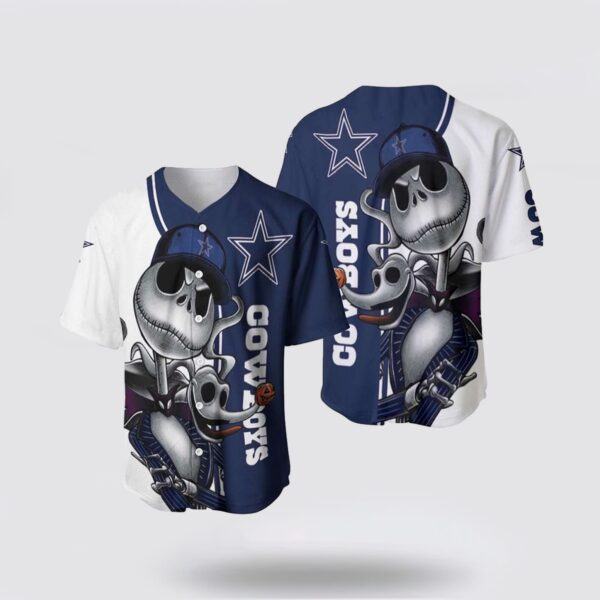 NFL Dallas Cowboys Baseball Jersey Jack Skellington And Zero Perfect Your Team Pride In Laid Back Fashion 1 dsoat9 scaled
