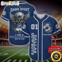 Personalized NFL Dallas Cowboys Baseball Jersey Art Skull