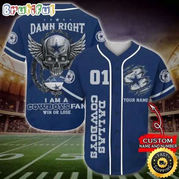 Personalized NFL Dallas Cowboys Baseball Jersey Art Skull nvafkv