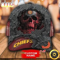 Custom Chiefs Red skull Classic 3d Cap for fan
