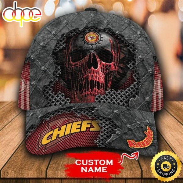 Custom Chiefs Red skull Classic 3d Cap for fan