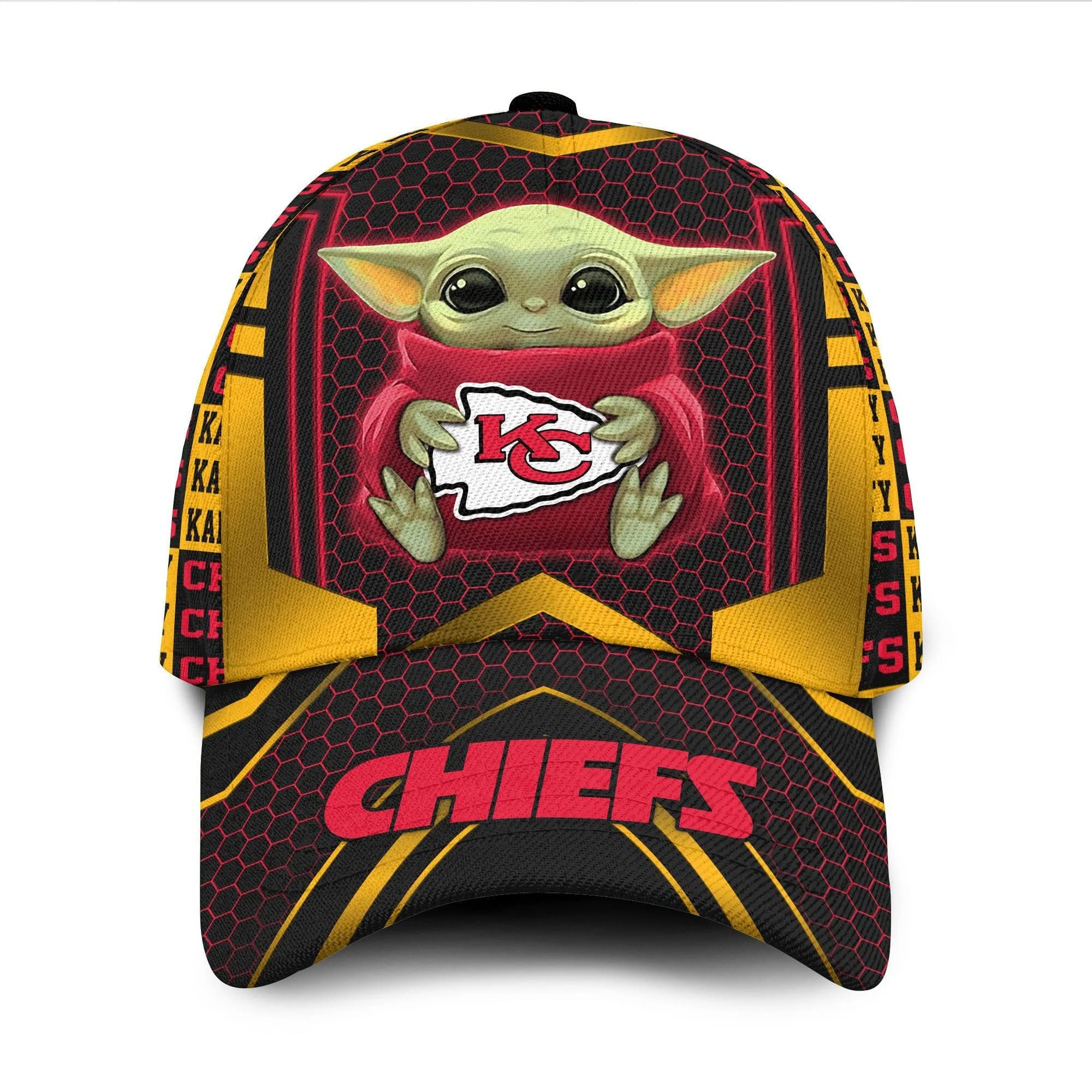Kansas City Chiefs Baby Yoda All Over Print 3D Classic Cap Kansas City Chiefs Baby Yoda All Over Print 3D Classic Cap