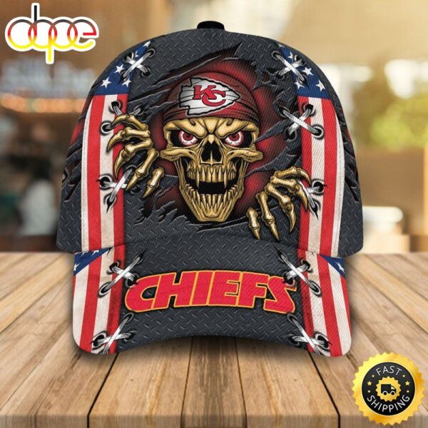 Nfl Kansas City Chiefs 3d Skull Football Team3d Cap b2cbt3