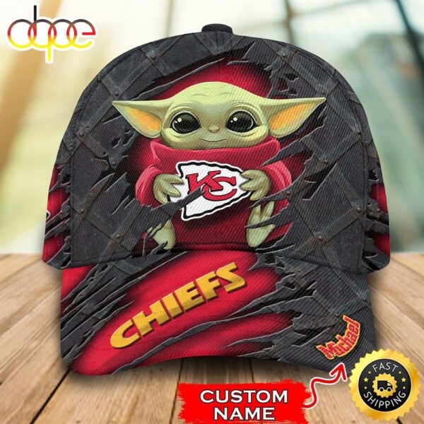 Nfl Kansas City Chiefs Baby Yoda Grogu Custom Name 3d Cap k4p47d