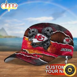 Skull Kansas City Chiefs Personalized Classic 3d Cap