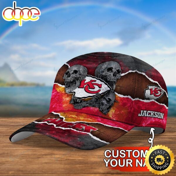 Skull Kansas City Chiefs Personalized Classic 3d Cap eirk26